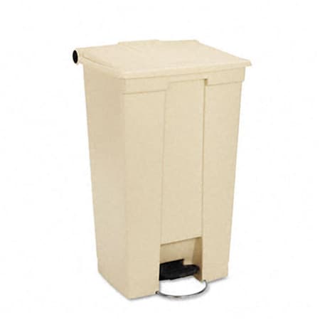 Rcp Rcp 614600BG Fire-Safe Step-On Receptacle w/Wheels  Rectangular  Polyethylene  23 gal  Beige 614600BG